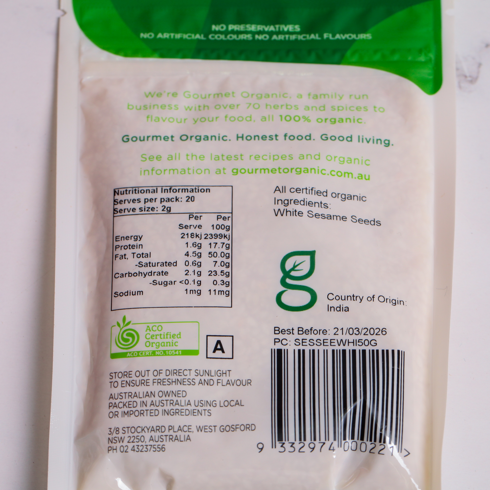 Organic Sesame Seed White